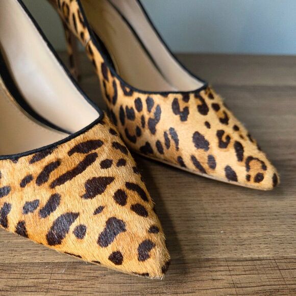 EUC JESSICA SIMPSON CARPENA REAL COW HAIR FUR UPPER ANIMAL PRINT STILETTOS 9.5 - Picture 5 of 16